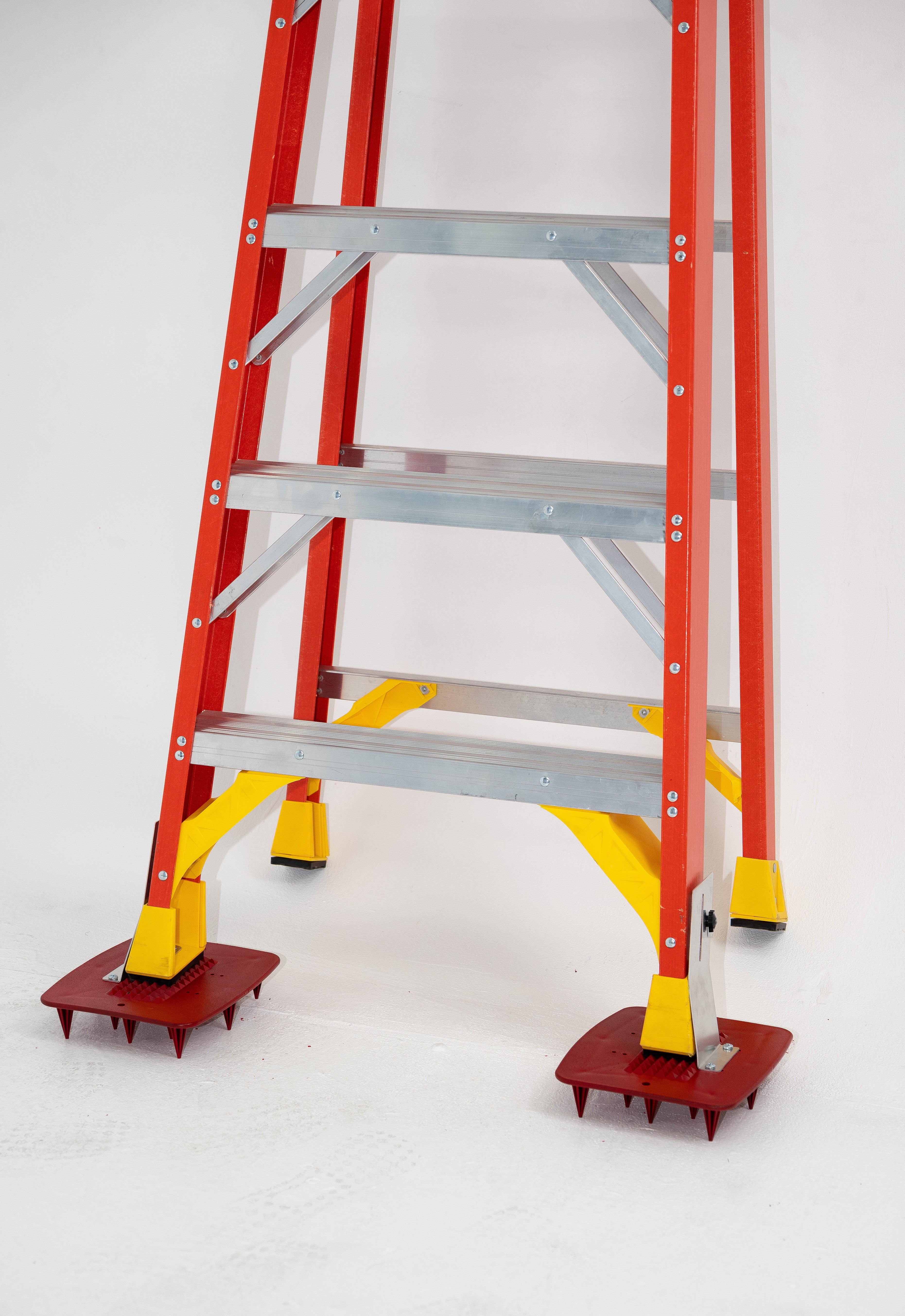 Angled Foot Kit for Specialty A-Frame Ladders showing easy installation with included brackets and hardware.