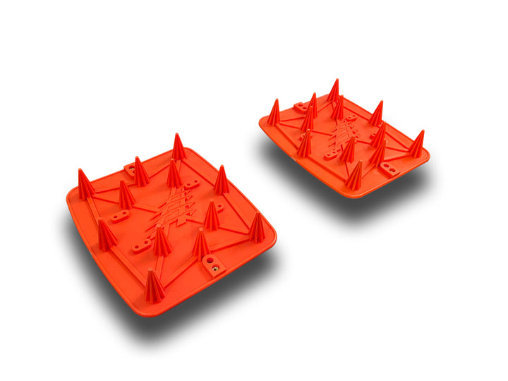 Ladder Claw Frame Kit parts shown upside down to highlight spikes and mounting hardware.